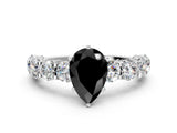 White gold Fancy Black Pear Cut Diamond Side Stone Engagement Ring with Four-Prong Setting_24
