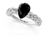 White gold Fancy Black Pear Cut Diamond Side Stone Engagement Ring with Four-Prong Setting_25