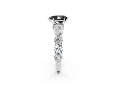 White gold Fancy Black Pear Cut Diamond Side Stone Engagement Ring with Four-Prong Setting_26