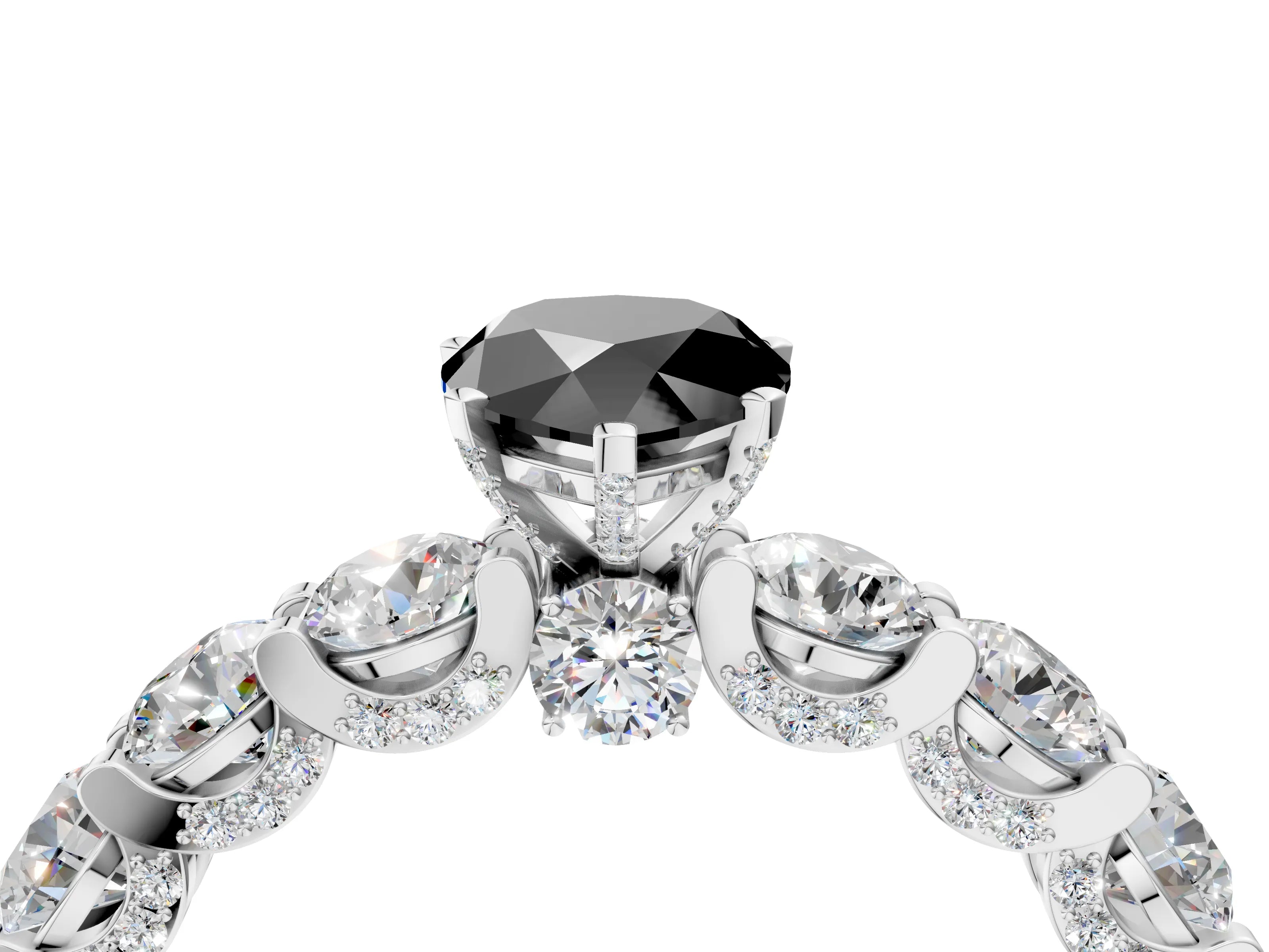 White gold Fancy Black Pear Cut Diamond Side Stone Engagement Ring with Four-Prong Setting_28