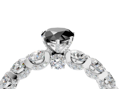White gold Fancy Black Pear Cut Diamond Side Stone Engagement Ring with Four-Prong Setting_28