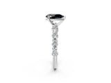 White gold Fancy Black Pear Cut Diamond Side Stone Solitaire Ring with Round  and Four-Prong Setting_14