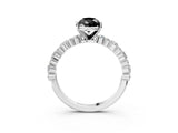 White gold Fancy Black Pear Cut Diamond Side Stone Solitaire Ring with Round  and Four-Prong Setting_15