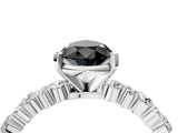 White gold Fancy Black Pear Cut Diamond Side Stone Solitaire Ring with Round  and Four-Prong Setting_16