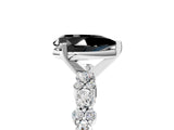 White gold Fancy Black Pear Cut Diamond Side Stone Solitaire Ring with Round  and Four-Prong Setting_17