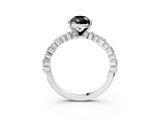 White gold Fancy Black Pear Cut Diamond Side Stone Solitaire Ring with Round  and Four-Prong Setting_51