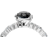 White gold Fancy Black Pear Cut Diamond Side Stone Solitaire Ring with Round  and Four-Prong Setting_52