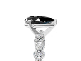 White gold Fancy Black Pear Cut Diamond Side Stone Solitaire Ring with Round  and Four-Prong Setting_53