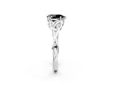 White gold Fancy Black Pear Cut Diamond Solitaire Engagement Ring with Celtic Knot Band and Four-Prong Setting_2