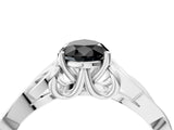 White gold Fancy Black Pear Cut Diamond Solitaire Engagement Ring with Celtic Knot Band and Four-Prong Setting_4