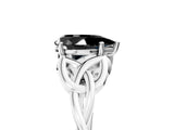 White gold Fancy Black Pear Cut Diamond Solitaire Engagement Ring with Celtic Knot Band and Four-Prong Setting_5