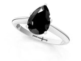White gold Fancy Black Pear Cut Diamond Solitaire Engagement Ring with Classic Band and Four-Prong Setting_37