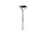 White gold Fancy Black Pear Cut Diamond Solitaire Engagement Ring with Pavé Band and Prong Setting_2