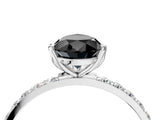 White gold Fancy Black Pear Cut Diamond Solitaire Engagement Ring with Pavé Band and Prong Setting_4