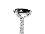 White gold Fancy Black Pear Cut Diamond Solitaire Engagement Ring with Pavé Band and Prong Setting_5