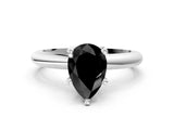 White gold Fancy Black Pear Cut Diamond Solitaire Engagement Ring with Round Band and Four-Prong Setting_108