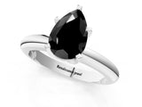White gold Fancy Black Pear Cut Diamond Solitaire Engagement Ring with Round Band and Four-Prong Setting_109