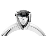 White gold Fancy Black Pear Cut Diamond Solitaire Engagement Ring with Round Band and Four-Prong Setting_112