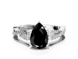 White gold Fancy Black Pear Cut Diamond Solitaire Engagement Ring with Twisted Pavé Band and Four-Prong Setting_72