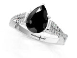 White gold Fancy Black Pear Cut Diamond Solitaire Engagement Ring with Twisted Pavé Band and Four-Prong Setting_73