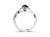 White gold Fancy Black Pear Cut Diamond Solitaire Engagement Ring with Twisted Pavé Band and Four-Prong Setting_75