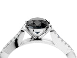 White gold Fancy Black Pear Cut Diamond Solitaire Engagement Ring with Twisted Pavé Band and Four-Prong Setting_76