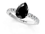 White gold Fancy Black Pear Cut Diamond Solitaire Pavé Band with Four-Prong Setting_1