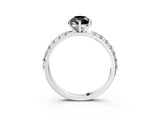 White gold Fancy Black Pear Cut Diamond Solitaire Pavé Band with Four-Prong Setting_3
