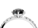 White gold Fancy Black Pear Cut Diamond Solitaire Pavé Band with Four-Prong Setting_4