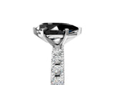 White gold Fancy Black Pear Cut Diamond Solitaire Pavé Band with Four-Prong Setting_5
