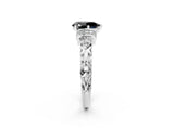 White gold Fancy Black Pear Cut Diamond Solitaire Ring with Filigree Band and Four-Prong Setting_14