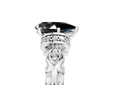 White gold Fancy Black Pear Cut Diamond Solitaire Ring with Filigree Band and Four-Prong Setting_17