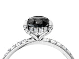 White gold Fancy Black Pear Cut Diamond Solitaire Ring with Four-Prong Setting and Pavé Band_19