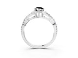 White gold Fancy Black Pear Cut Diamond Solitaire Ring with Four-Prong Setting and Twisted Pavé Band_3