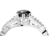 White gold Fancy Black Pear Cut Diamond Solitaire Ring with Four-Prong Setting and Twisted Pavé Band_4