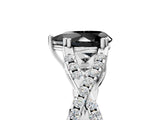 White gold Fancy Black Pear Cut Diamond Solitaire Ring with Four-Prong Setting and Twisted Pavé Band_5