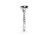 White gold Fancy Black Pear Cut Diamond Solitaire Ring with Pavé Accents and Four-Prong Setting_2