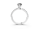 White gold Fancy Black Pear Cut Diamond Solitaire Ring with Pavé Accents and Four-Prong Setting_3