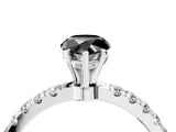 White gold Fancy Black Pear Cut Diamond Solitaire Ring with Pavé Accents and Four-Prong Setting_4