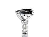 White gold Fancy Black Pear Cut Diamond Solitaire Ring with Pavé Accents and Four-Prong Setting_5