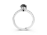 White gold Fancy Black Pear Cut Diamond Solitaire Ring with Pavé Band and Four-Prong Setting_27