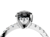 White gold Fancy Black Pear Cut Diamond Solitaire Ring with Pavé Band and Four-Prong Setting_28