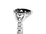 White gold Fancy Black Pear Cut Diamond Solitaire Ring with Pavé Band and Four-Prong Setting_29