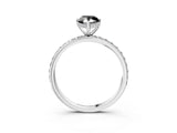 White gold Fancy Black Pear Cut Diamond Solitaire Ring with Pavé Band and Hidden Halo_51