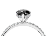 White gold Fancy Black Pear Cut Diamond Solitaire Ring with Pavé Band and Hidden Halo_52