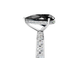 White gold Fancy Black Pear Cut Diamond Solitaire Ring with Pavé Band and Hidden Halo_53
