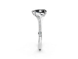 White gold Fancy Black Pear Cut Diamond Solitaire Ring with Pavé Band and Prong Setting_14