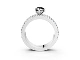 White gold Fancy Black Pear Cut Diamond Solitaire Ring with Pavé and Channel Set Band_3