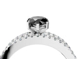 White gold Fancy Black Pear Cut Diamond Solitaire Ring with Pavé and Channel Set Band_4