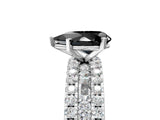 White gold Fancy Black Pear Cut Diamond Solitaire Ring with Pavé and Channel Set Band_5